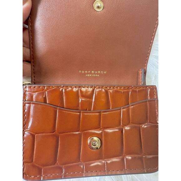 LIMITED TIME SALE - NEW $200 Tory Burch Flap Card case keychain crocodile wallet - Picture 8 of 8